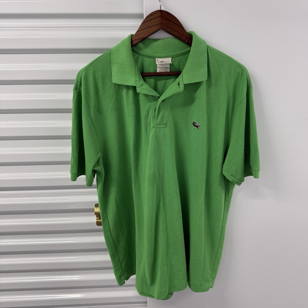 Lacoste Polo Shirt Mens Size 8 Green Croc Logo‎ Short Sleeve Cotton